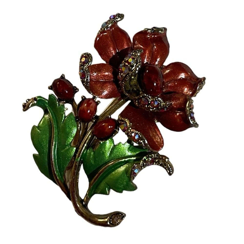 Vtg Janus rose brooch